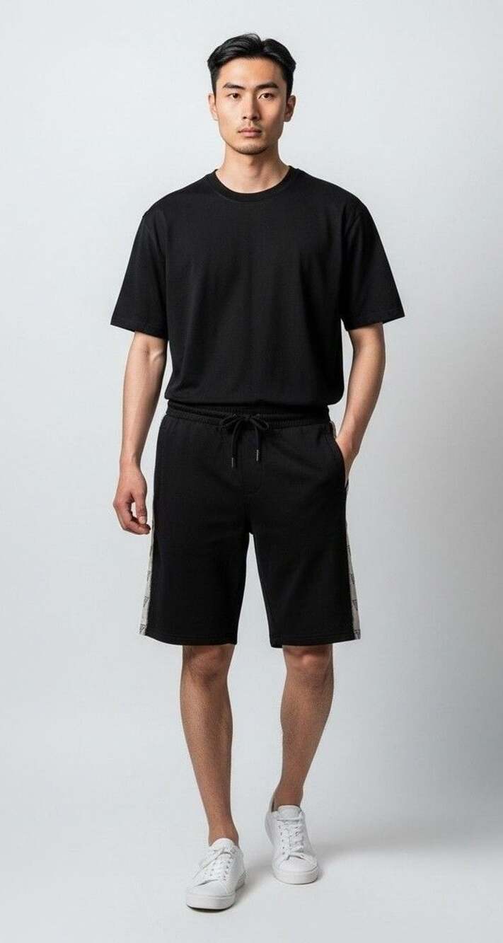 Guess Fleece Sweat Shorts Size XS Black Logo Side Stripe
